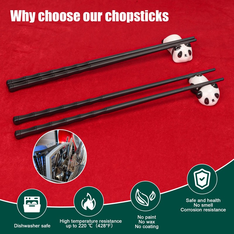 Chinese Chopsticks Set, 2 Pairs Bamboo Shape Chopsticks with 2