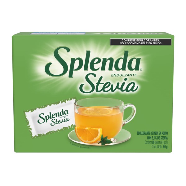 Splenda Stevia, Edulcorante de Mesa, 80 sobres de 1g c/u