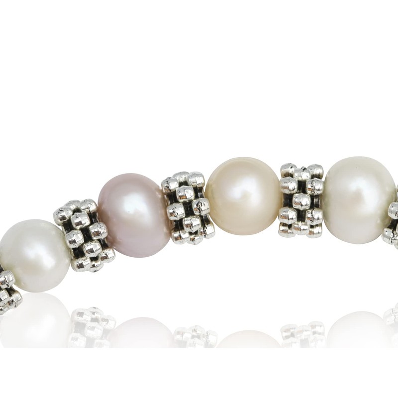 Anthony Vincent Regalo Moda Collar y Aretes Blanco Rosa Salmon.