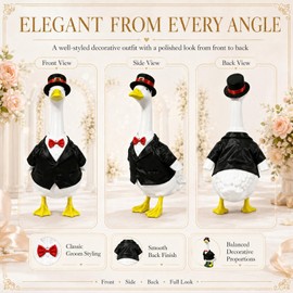 Porch Goose Outfit for 23"Statue, Black Groom Suit with Hat for Porch Goose