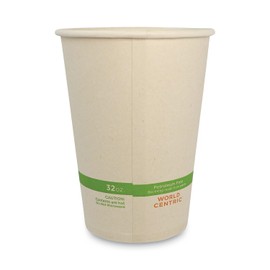 World Centric No Tree Paper Bowls, 32 oz, 4.4" Diameter x 5.8"h, Natural, Sugarcane, 500/Carton