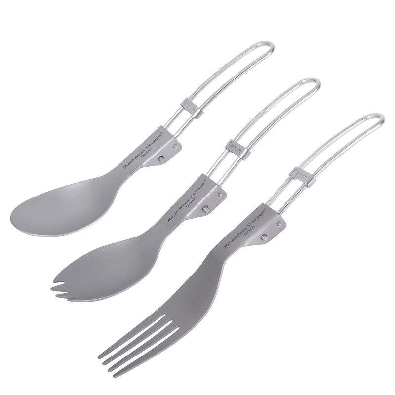 Boundless Voyage Folding Flaware Ultralight Titanium Cutlery Portable Spoon Fork