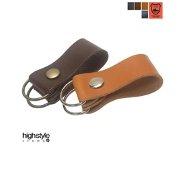 [highstyle] Tochigi Leather Key Chain, Made in Japan, Double D-Ring Shape Design, Belt Loop Key Chain, antique/dark brown