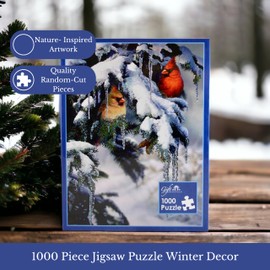 Gift Essentials 1000 Piece Puzzle, Hollyhocks and Hummingbird Along White Fence, Jigsaw Puzzle for Adults and Kids