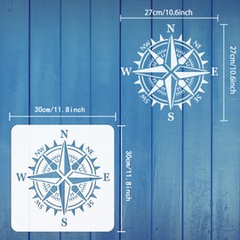 FINGERINSPIRE Compass Stencil 30x30cm Plastic Reusable for Walls, Wood, Canvas