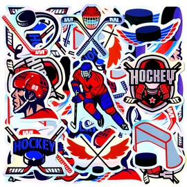 100pcs Holographic Ice Hockey Waterproof Vinyl Stickers - Cool Hockey Decor & Party Favors for Laptop, Water Bottle, Classroom