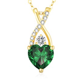 LAVUMO 925 Silver Women's Infinity Heart Necklace with Birthstone Jewellery Gift for Wife Women Mum Girlfriend Birthday Christmas Valentine's Day Hypoallergenic Chains, Sterling Silver, Cubic Zirconia