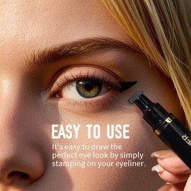 KIMUSE 2PCS Eyeliner Stamp, Wing Cat Eye Stamp, Waterproof Smudge Proof Long Lasting Liquid Eye Liner, Eye Liner Pens Black Beginner Friendly