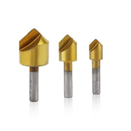 Countersink Drill Bit Set, 3pcs Single Flute 90 Degree Edge Chamfer Chamfering Tool End Mill Cutter Countersink Drill Bits Kit 3/8 1/2 3/4