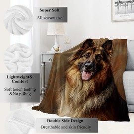 VODRM German Shepherd Blanket,50x60in,Realistic Dog Portrait Throw Blankets,Birthday Gifts for Kids Adult & Pet Lovers, Lightweight Soft Fleece,for Sofa Couch Bed Room Modern Decor