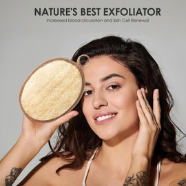 Amaezorx 2 Pack Natural Loofah Sponge - Eco-Friendly Exfoliating Body Scrubber for Shower, Gentle Luffa for Deep Cleansing & Smooth Skin, Suitable for Women & Men