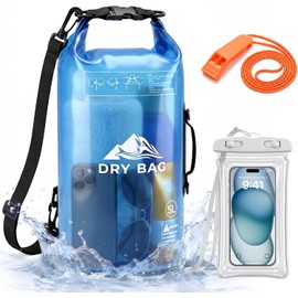 Bolsa Impermeable Seca 5L 10L，Con Funda Impermeable Para Celular，Correa Larga Ajustable Para El Hombro,Dry Bag con silbato yFunda para Teléfono，Bbolsa impermeable para playa, Kayak