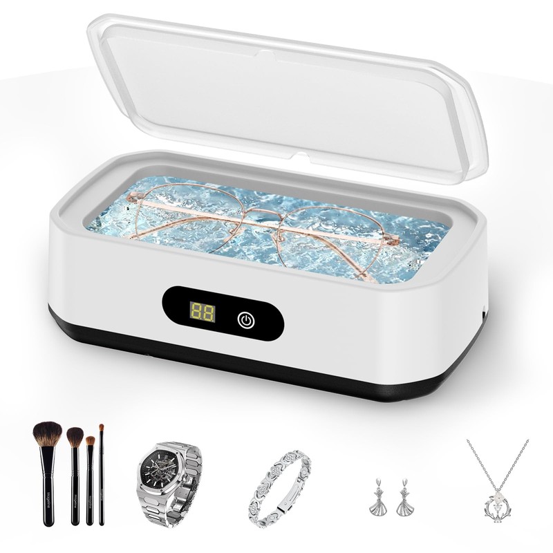 PKBD 50kHz 650ML Large Capacity Ultrasonic Jewelry Cleaner, White&Black