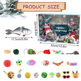Gobesty Cat Advent Calendar 2024, 24PCS Cat Toy Advent Calendar, 24 Days Christmas Countdown Calendar for Kitten Toys, Fish Fake Mouse Bell Balls for Cat Lover Gifts Christmas Gifts