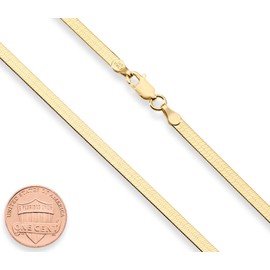 MiaBella 18K Gold Over Sterling Silver Italian Solid 3.5mm Flat Herringbone Chain Necklace Men Women 16", 18", 20", 22", 24", 26", 30" (26)