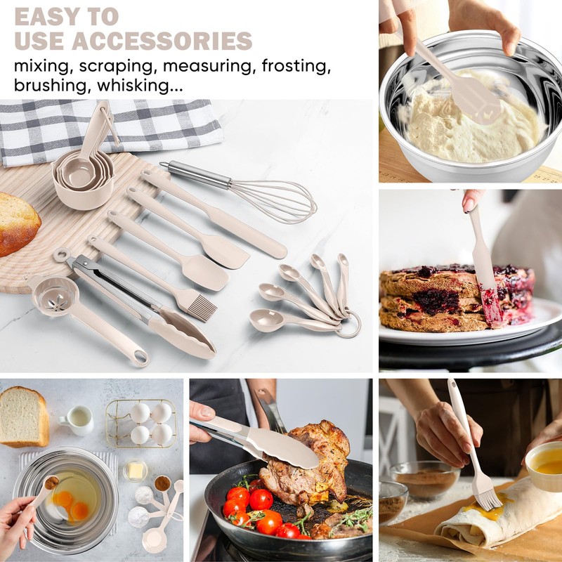 E-far 25PCS Mixing Bowls with Lid Set, Stainless Steel Nesting