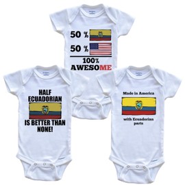 Ecuadorian American Baby Bodysuit Bundle (3 Piece Set), 6-9 Months White