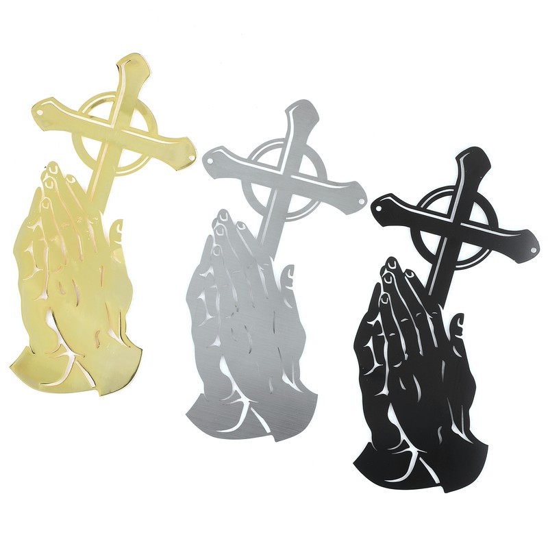 3PCS/Set Peaceful Praying Hands Wall Decor with Religious Cross Garden