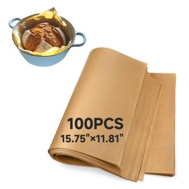 100Pcs Sourdough Parchment Paper for Dutch Oven, 15.75x11.81" Precut Brown Parchment Papers, Unbleached and Non-Stick Baking Paper Sheets, Dutch Oven Liners for Sourdough Bread