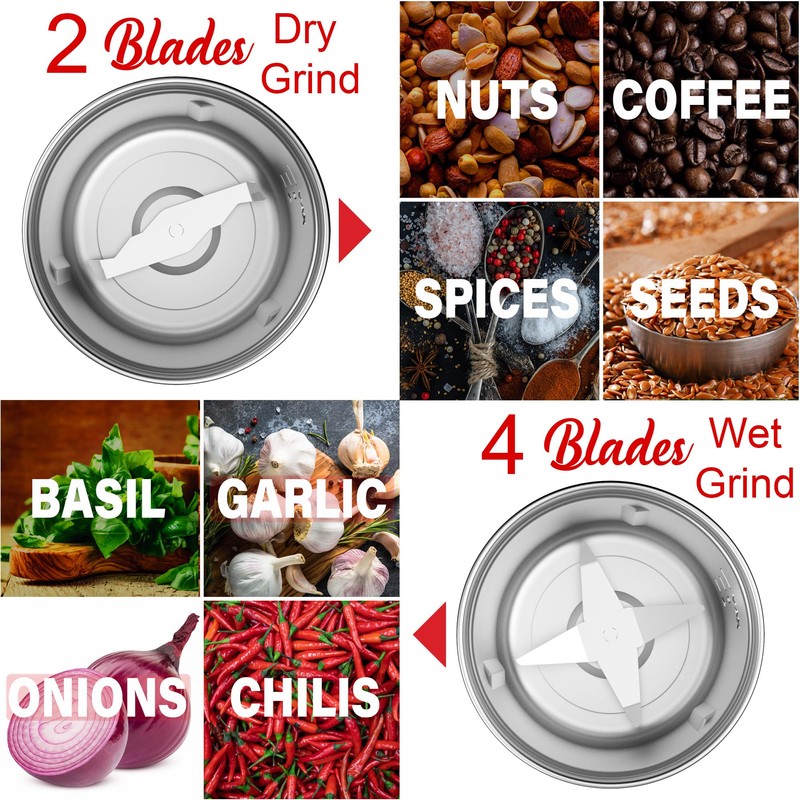 Brentwood CG-162S 75-Gram Electric Wet and Dry Coffee Bean, Herb,