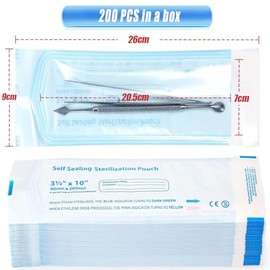 200PCS Bolsas de Esterilizar Instrumental,(90X260mm)Bolsas para Autoclave de Grado Médico ,Esterilizadores Sellado Resistente Adecuadas para la Esteri