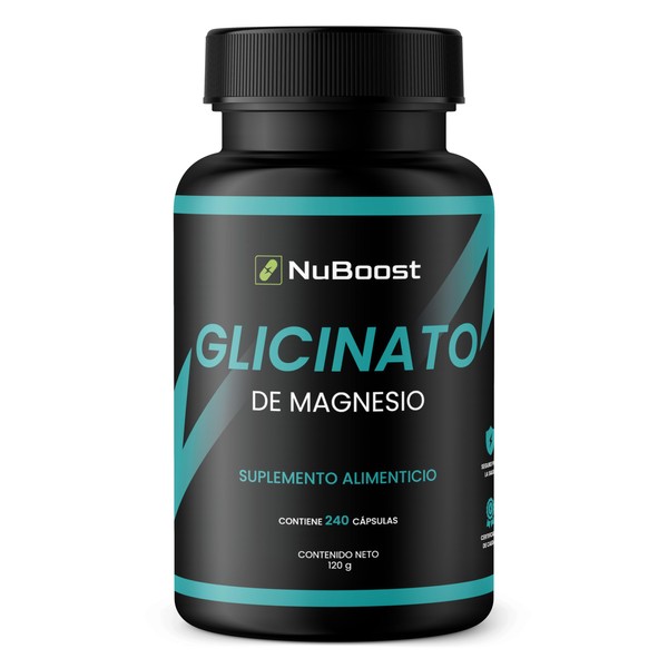 Glicinato de Magnesio Puro 500 mg 240 cápsulas, Magnesium Glycinate, Glicinato de Magnesio 500 Mg, USDA- Nuboost