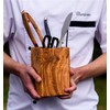 Cleminson® Handmade Olive Wood Utensil Holder | Rustic Stylish Pot