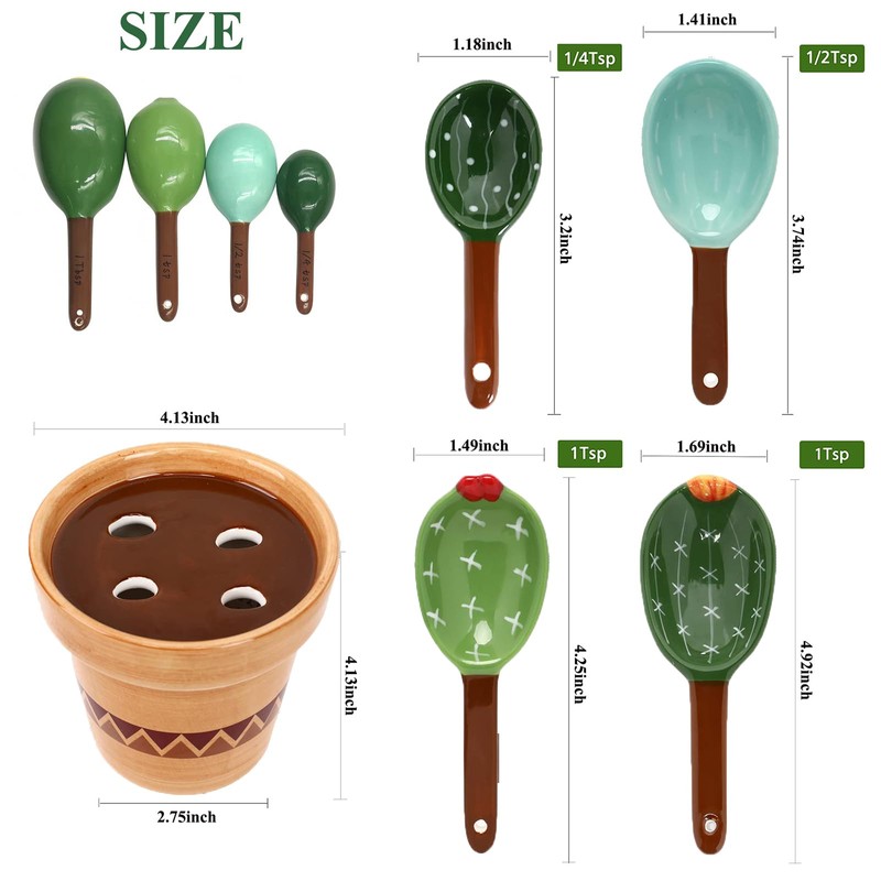 5 Pieces Measuring Spoons Set/Ceramics Spoons and Measuring Base Cup/for