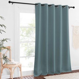 NICETOWN Blackout Greyish Blue Curtain & Drape 102 inches Long - Energy Saving Thermal Drape Grommet Sound Reducing Light Blocking Window Treatment for Bedroom (1 Panel, W66 x L102)