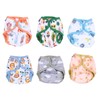 6pcs Baby Cloth Diaper Newborn Cute Pattern Waterproof Adjustable Breathable
