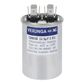VEXUNGA 12.5uF 12.5 MFD 370VAC 440VAC 450VAC 50/60Hz CBB65B Round Run Start Capacitor for AC Unit Fan Motor Start or Pool Pump or Air Condenser Straight Cool