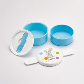 Skater ONWR1AG-A Lunch Box, 16.9 fl oz (500 ml), 2-Tier, Round, Rice Ball Case, Antibacterial, Lappy, Made in Japan