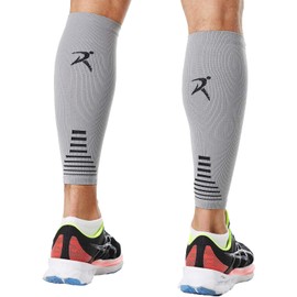 Rymora Calf Compression Sleeves for Men & Women (Ideal for Sports, Running, Shin Splints) (One Pair) (Grey) (Large) [L]