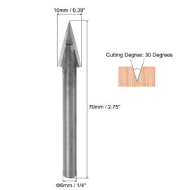 sourcing map 5pcs 30 Degree V-Groove Router Bit 10mm Dia with 6mm Shank, Alloy Carbide Tipped V Grooving Bit for Marble Jade Woodworking