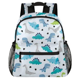 OMFUNS Blue Green Dinosaur Animal Kids Backpack Toddler Backpack for Boys Girls Mini Bookbag for Preschool Kindergarten with Chest Strap