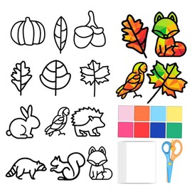 MisFun 57 Pieces Autumn Crafts Children, Craft Set Autumn Children Window, DIY Autumn Wreath Craft Set, Autumn Decoration Crafts Kids Craft Set Creative Gifts for Thanksgiving, Christmas (Animal)