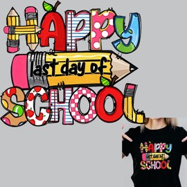 3pcs Back-to-School Pencil Happy School Iron On Transfers for T-Shirts Rub on Transfers Stickers Vinyl Ready to Press Stickers Iron on Decals for T-Shirts Clothing Hoodie DIY Crafts