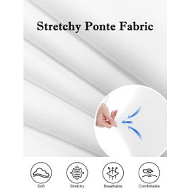 Tapata Women's Ponte Pencil Skirt, Stretchy Office Work Skirt, Knee-Length, Business Bodycon, High Waist Wear to Work Skirt, Knee Length White