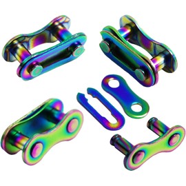 Hyamass 4 Pairs Bicycle Missing Link Single/1 Speed Chain Reusable Steel Bike Chain Link (Rainbow)