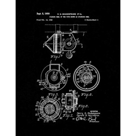 Fishing Reel Of The Type Known As Spinning Reel Patent Print Black Matte (24" x 36") M12260