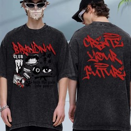 Contemporary Streetwear Mens Tee 100 Cotton Oversize Fit 5 Colors 2025 Houston WarehouseColor: Brown, Size: L