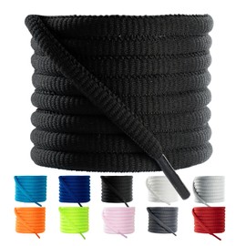 VGUBLG Oval ShoeLaces 1/4" Athletic Shoe Laces Half Round 14 Different Lengths Running Shoelace for Everone in 24"-79" Black 45"