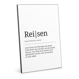 ARTFAVES® Word Explanation Travel Definition Picture Black and White as a Gift Wooden Sign with Saying on the Theme Travel / Personal Development