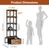 Housolution 5 Tier Rotating Bookshelf Tower with Storage, Rustic Brown