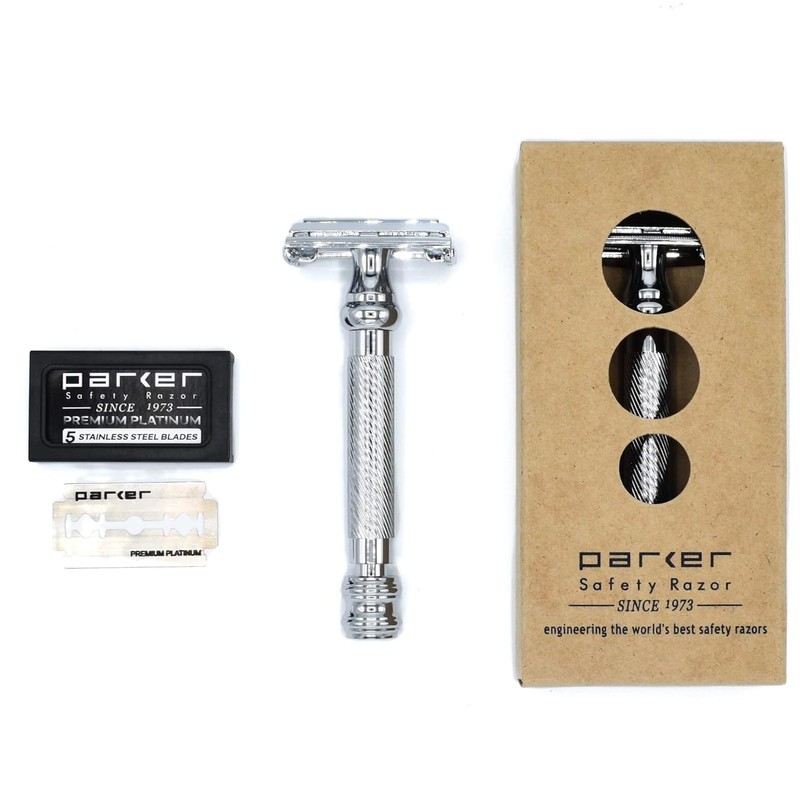Parker 99R Chrome Long Handle Heavyweight Butterfly Open Double Edge