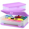 Enday Large Capacity Double Deck Pencil Box - Purple Plastic