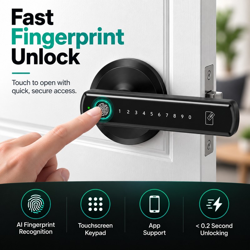 Smart Door Lock for Home & Office – Fingerprint, App
