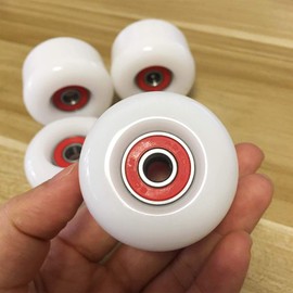 Rayauto Sport Skateboard Wheels Kit-4pcs 50mm X 35mm 83A White Soft Cruiser Wheels 8pcs High Speed Precision ABEC-9 Ball Bearings 4pcs Spacers