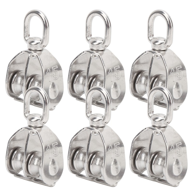 10PCS M15 Pulley Block Stainless Steel Heavy Duty Traction Wheel
