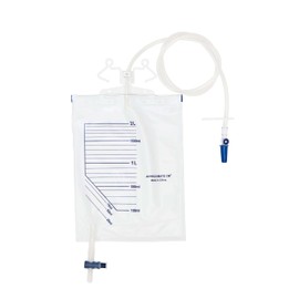 NINE LUCK 1pc Pack of 2000ml Urine Drainage Bag with Integrated Bag Hanger and T-Tap - Sterile Catheter Night Bags - Overnight Bedside Urine Bag